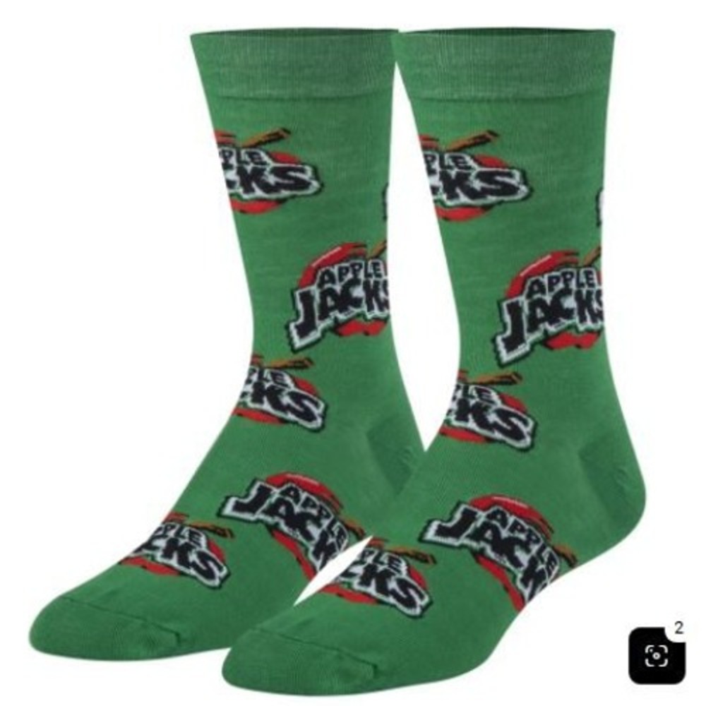 Kellogg's Apple Jacks Mens NWT Size 6-12 Crew Socks Cerealcore Green Novelty